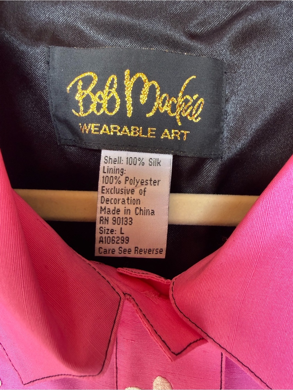 Bob Mackie Hot Pink Floral-Appliqué Silk Jacket Size Large - Picture 2 of 8